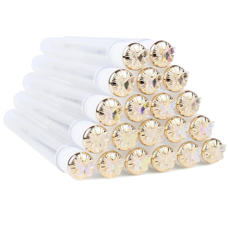 SenRocc 20 Sets Mascara Wand Tube Set Butterfly Mascara Brushes Eyelash Spoolies Brush Makeup Tool Applicator Eyelash Brush Tubes Makeup Brush (Butterfly-MIX) - Image 1